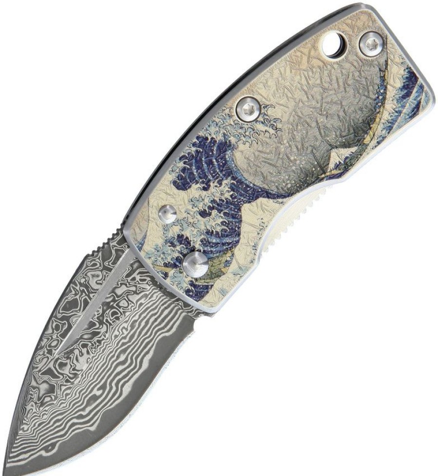 Knives * | Tendy Style Gs11606 G. Sakai Money Clip Framelock Pocket Knife Blue Wave