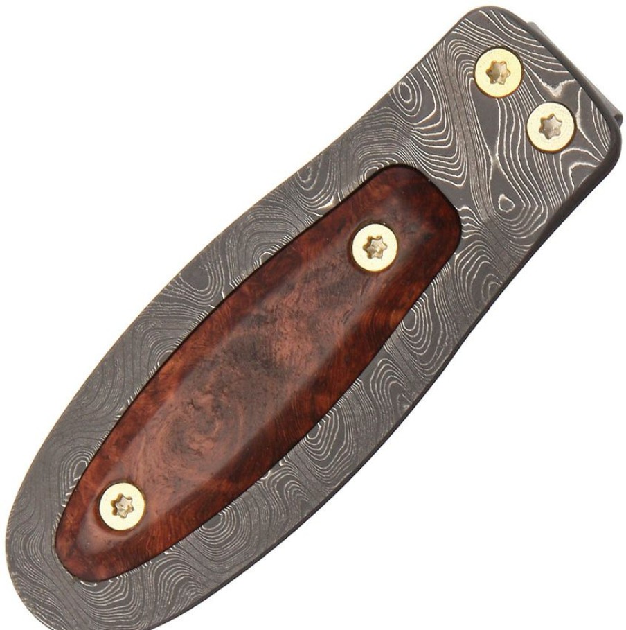 Knives * | Lstpbdra Lion Steel Money Clip Damascus Briarwood Best Guaranteed