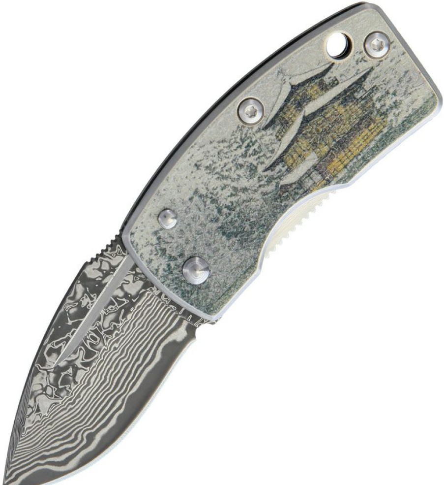 Knives * | Quick Delivery Gs11608 G. Sakai Money Clip Framelock Pocket Knife Kinkakuji